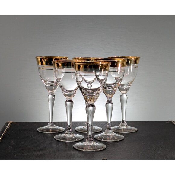 Dorothy Thorpe Golden Band DTC30 x 6 wine glasses, 22K Gold Rim Wine glasses Mid - Picture 3 of 8